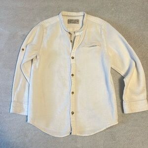 Zara Boys White Button Down Texture Shirt 7